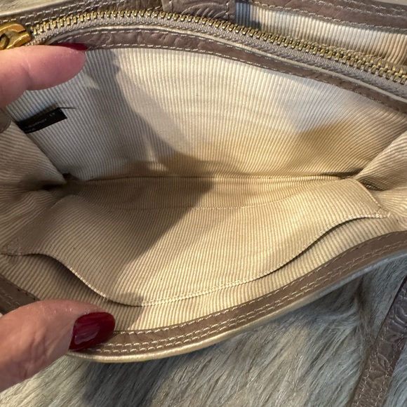 PRICE FIRM Margot Embossed Brown Leather Crossbody Bag - Picture 6 of 12